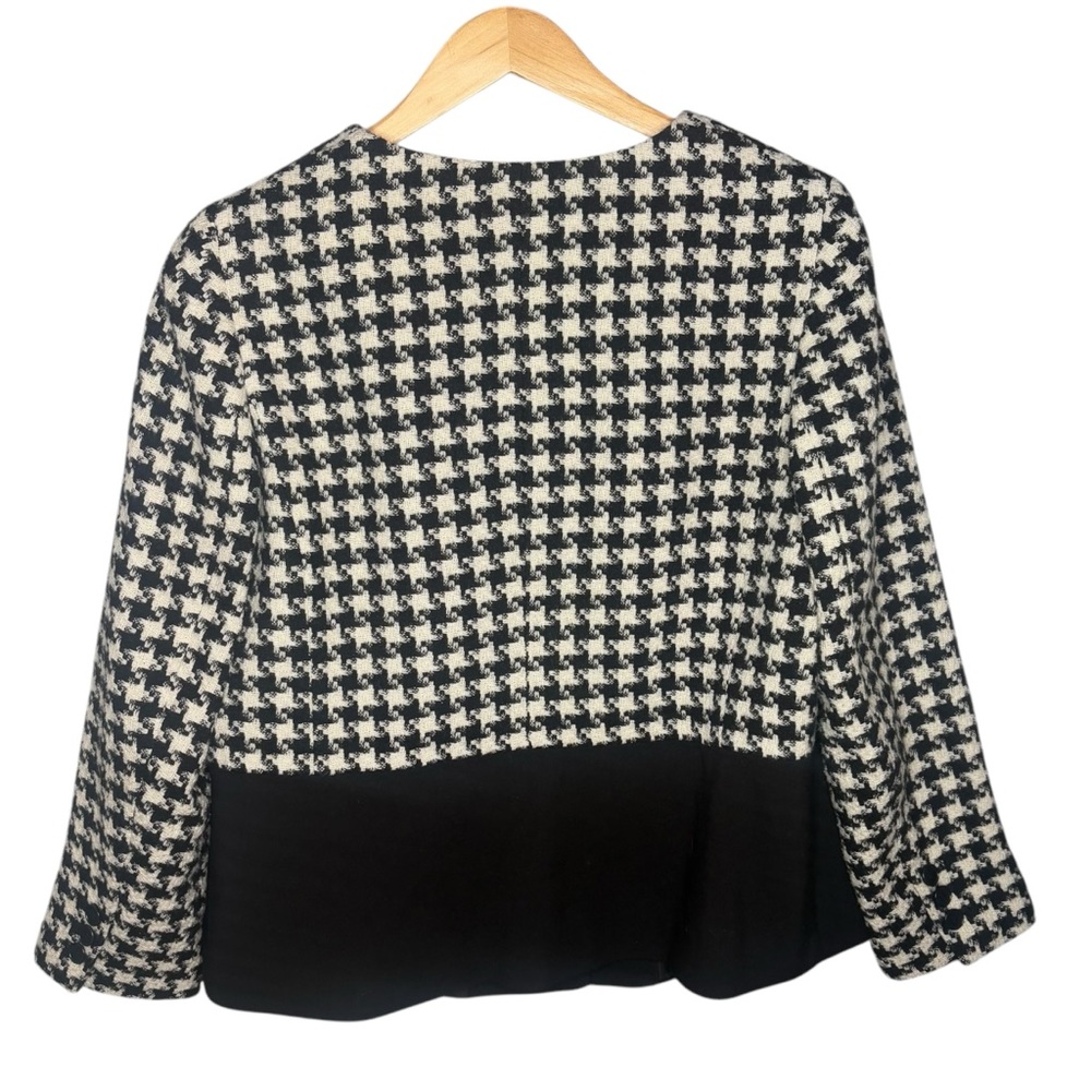 Talbots houndstooth plaid wool jacket women’s size 16W black white elegant coat - Picture 3 of 5